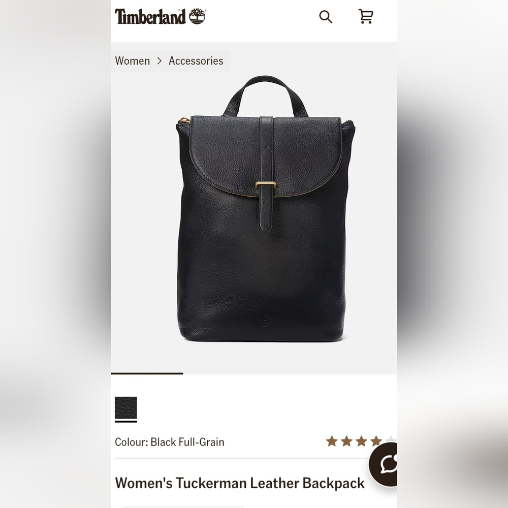 Timberland Black Full-Grain Leather Backpack